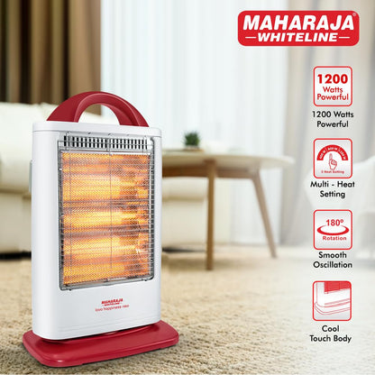 Maharaja Whiteline Lava Neo 1200-Watts Halogen Heater (White and Red)