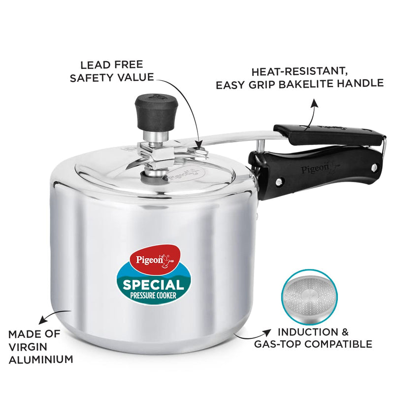 Pigeon by Stovekraft Aluminium Inner Lid Pressure Cooker (Silver) BIS Certified