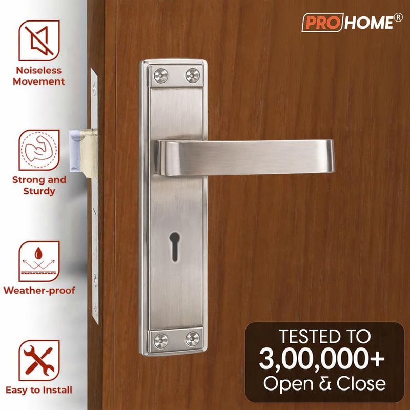 PRO HOME Sentinel Mortise Main Door Lock Set with 6 Lever Mechanism, Heavy Duty MS Steel Body, Includes 2 Keys, Suitable for 25–40 mm Doors, 1 Year Warranty