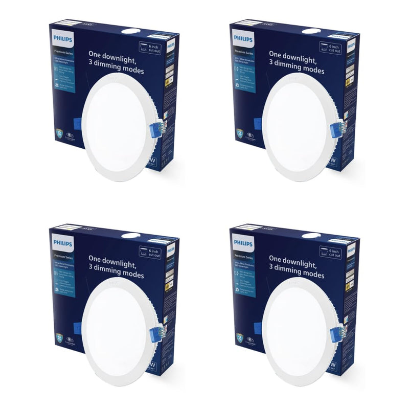 Philips Ultra Glow Dimmable 15-watt Round Ceiling Light (Pack of 4) (Natural White, B0DQ5QCX22)