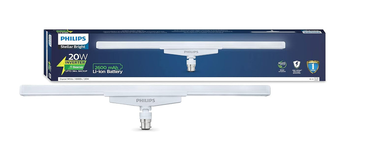 Philips T Beamer 20w Rechargeable Emergency Inverter LED Light Bulb, Cool Day White, Standard, b22d