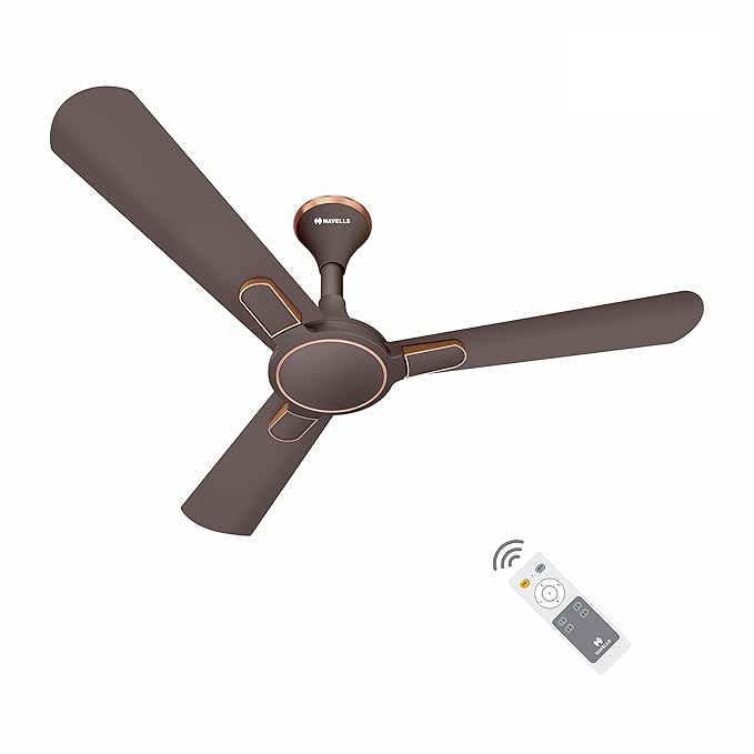 Havells 1200mm Bianca BLDC Motor Ceiling Fan | 5 Star RF Remote, 100% Copper,High Air Delivery,Upto 60% Energy Saving | ECO Active Technology, Flexible Timer Setting | (Pack of 1, Espresso Brown)