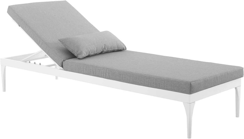 Dorian Outdoor Swimming Poolside Lounger (White + Gray) Set of 2