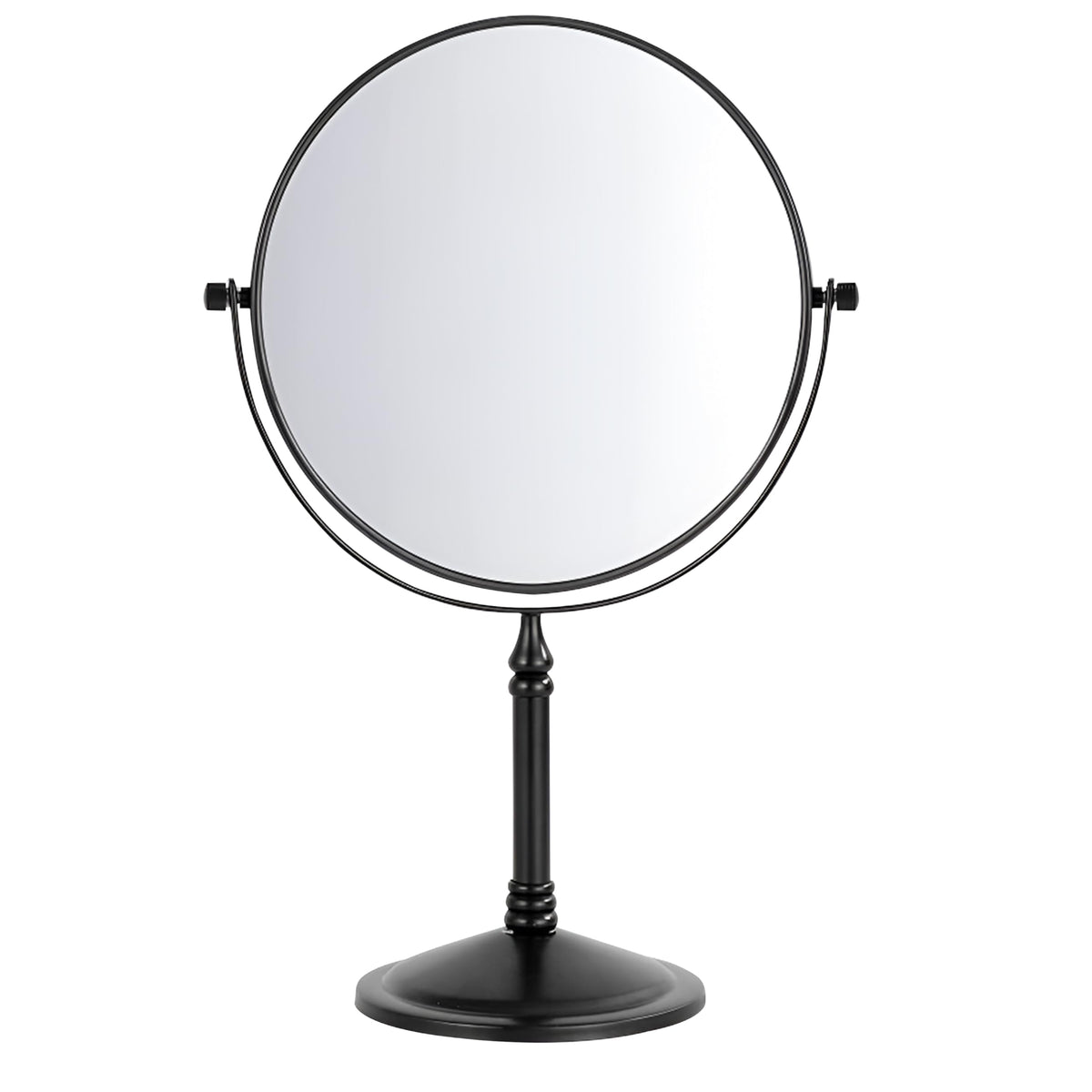 Plantex Premium Brass Magnifying Mirror/Dual Side Shaving Mirror for Bathroom with 5x/1x Magnification/Tabletop Vanity Hand Mirrors Stand (8 Inch-Black/Tabletop)-1