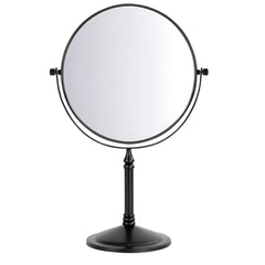 Plantex Premium Brass Magnifying Mirror/Dual Side Shaving Mirror for Bathroom with 5x/1x Magnification/Tabletop Vanity Hand Mirrors Stand (8 Inch-Black/Tabletop)-1