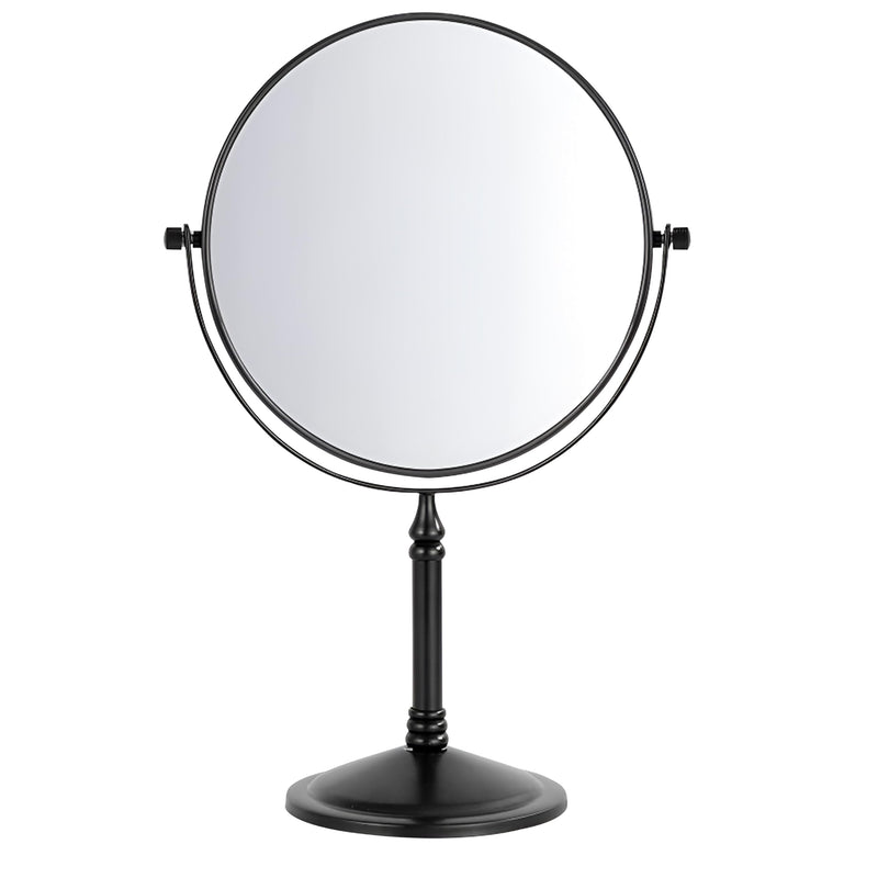 Plantex Premium Brass Magnifying Mirror/Dual Side Shaving Mirror for Bathroom with 5x/1x Magnification/Tabletop Vanity Hand Mirrors Stand (8 Inch-Black/Tabletop)-1