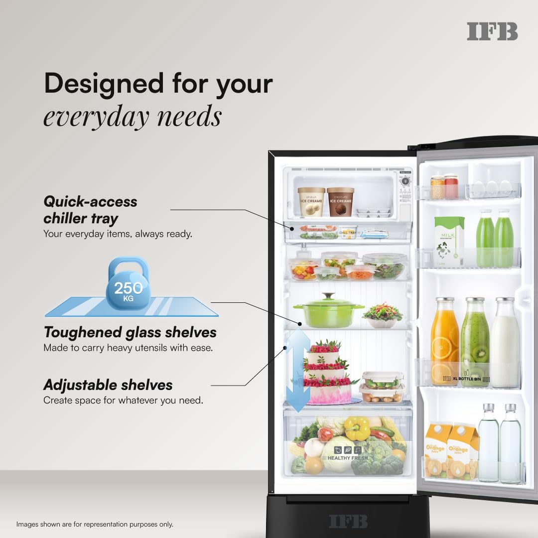 IFB 206L 5 Star Advanced Inverter Direct-Cool Single Door Refrigerator with 30 Hrs Cooling Retention, Big Vegetable Box, 4 Year Super Warranty & Base (IFBDC-232EYOSED)-6