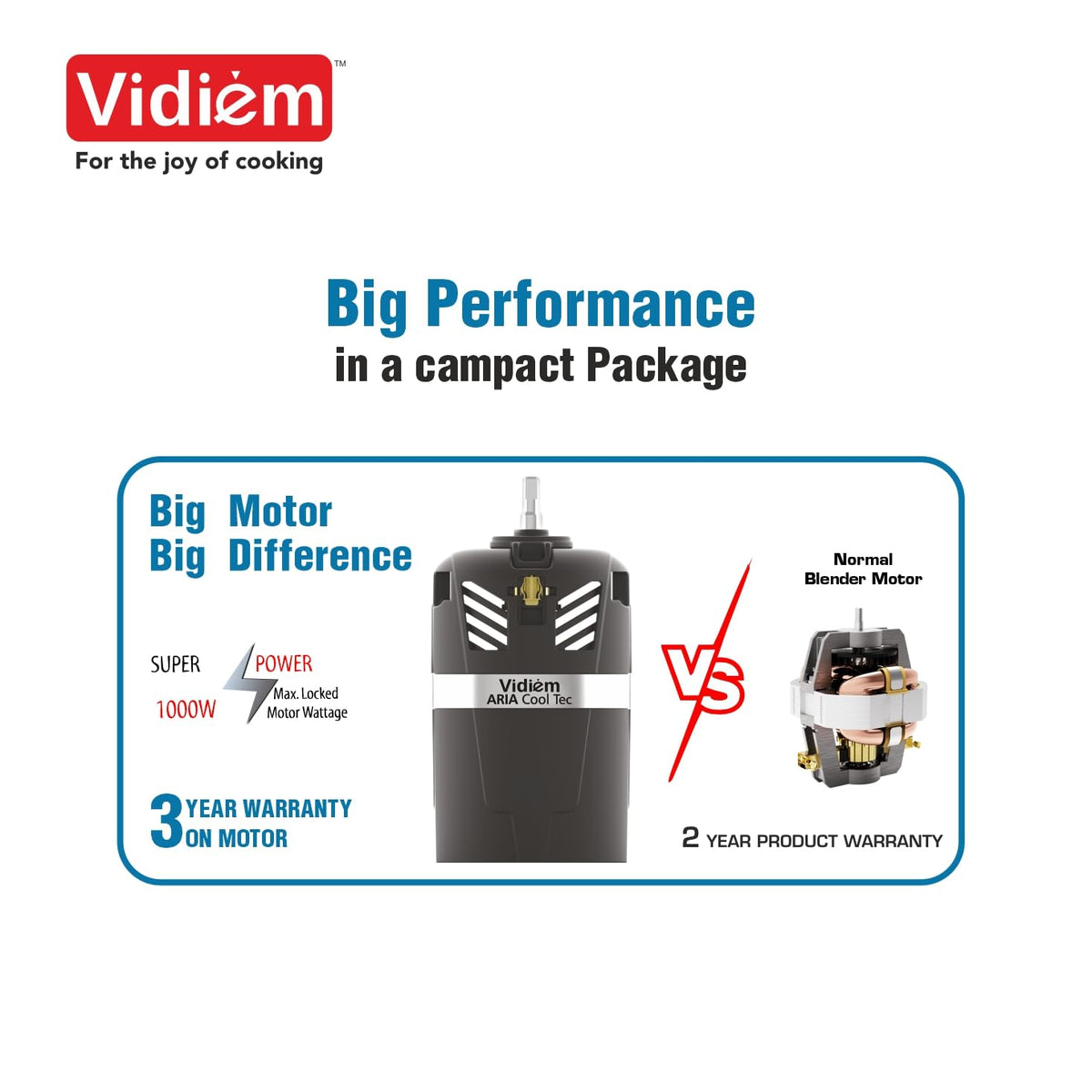 Vidiem Vita Spice 500 W Personal Blender/Mixer/Grinder/Smoothie Maker | 22000 RPM Aria CoolTec Motor | 3 Jars (500 ml + 
