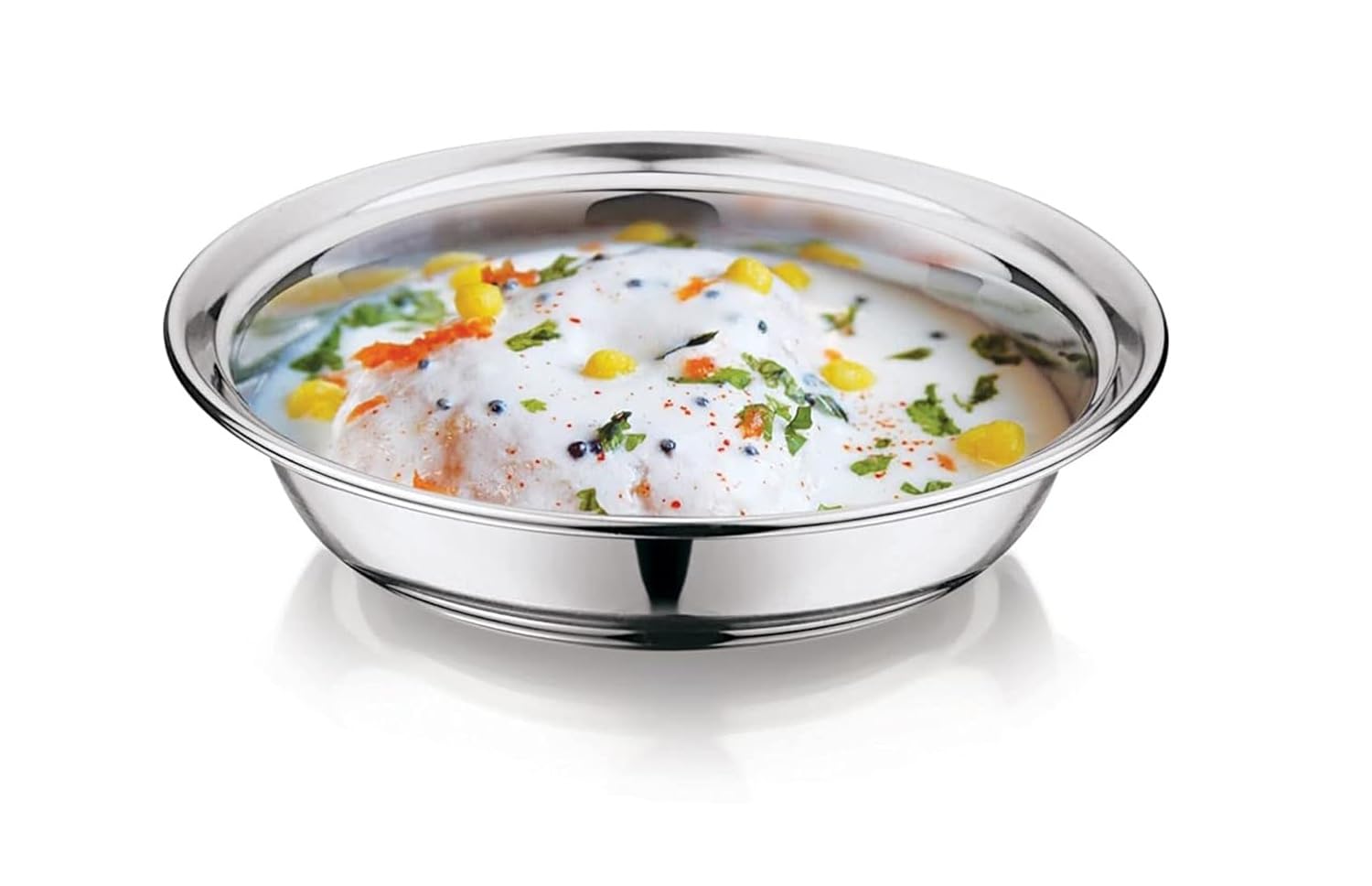 Dynore Stainless Steel 6 Pcs Multiutility Serving Plate for Mendu Vada/Dahi Vada/Daal vada/Halwa Plate