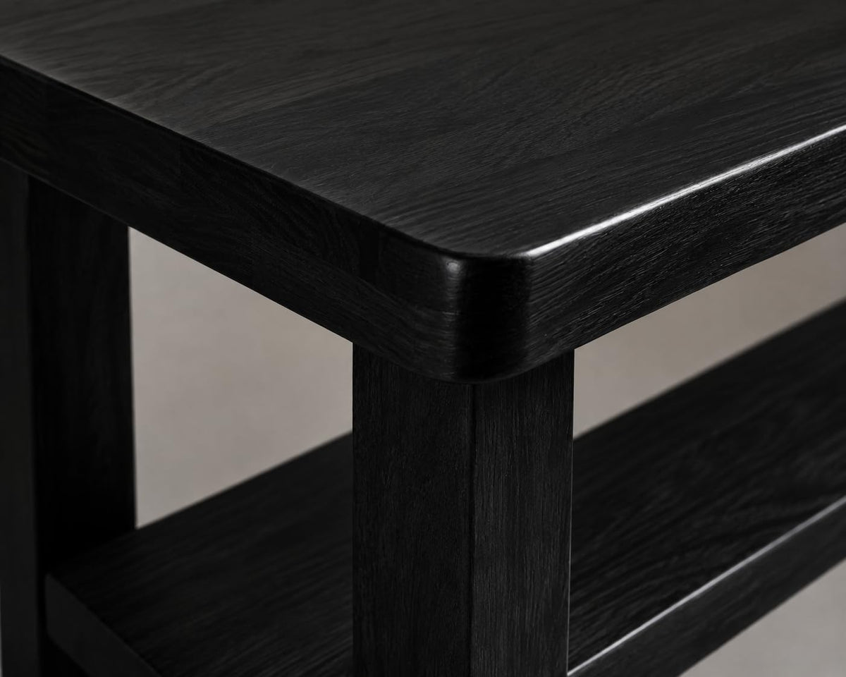 Solid Sheesham Wood C Shape Side Table for Living Room | Modern Sofa End Table | Wooden Laptop Table for Bed | 