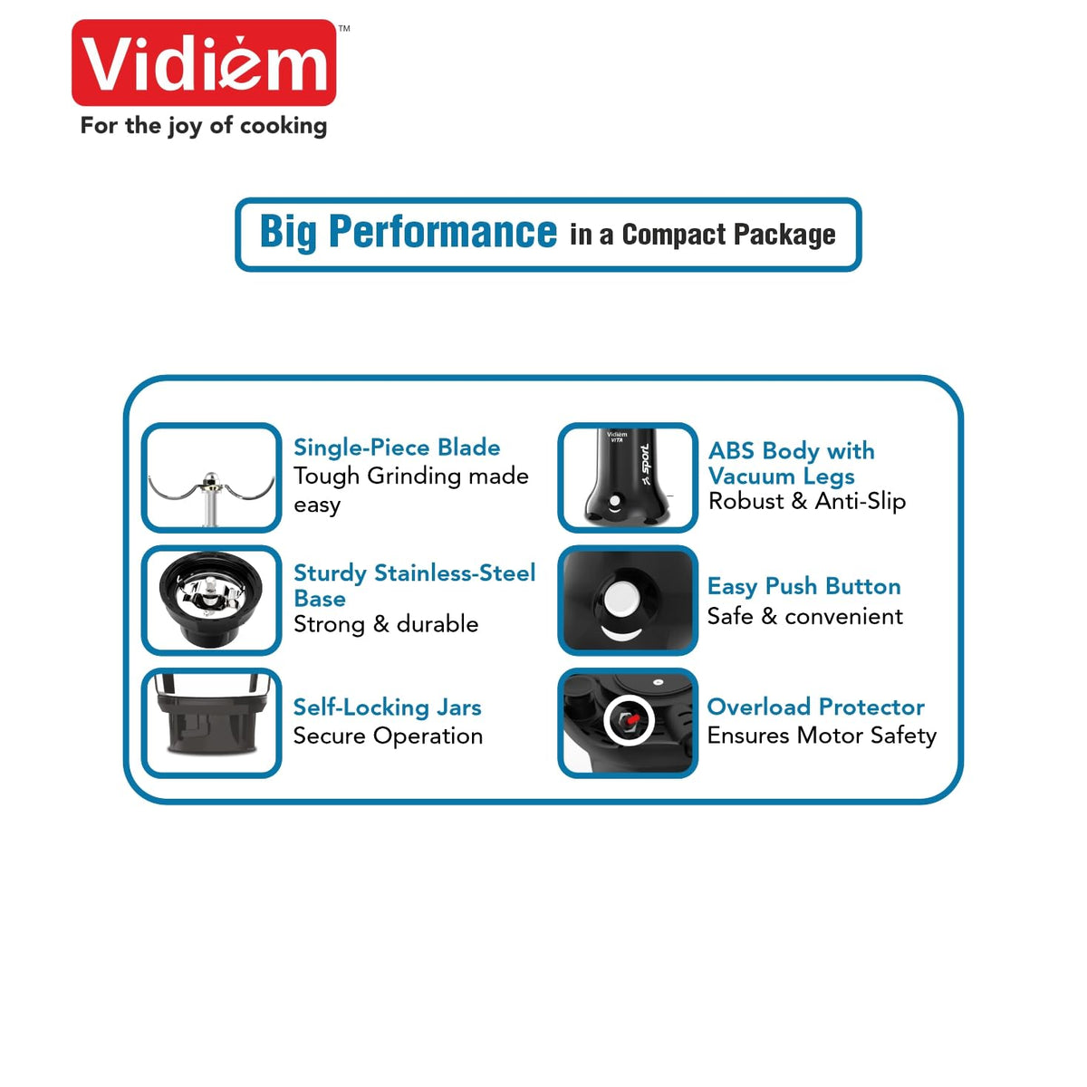 Vidiem Vita 500 W Personal Blender/Mixer/Grinder/Smoothie Maker | 22000 RPM Aria CoolTec Motor | 2 Transparent Jars (500