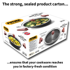 Hawkins Futura 1.5 Litre Deep Fry Pan, Hard Anodised Kadai with Glass Lid, Round Bottom Kadhai, Small Kadai, Black (AK15G)