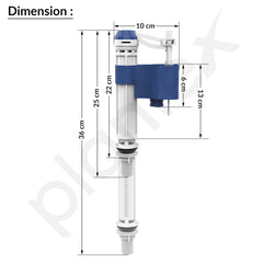 Plantex Anti-Siphon Toilet Flush Tank Fill Valve/Repair Kit 6" to 10" Adjustable for One Piece Commode/Ball Cocke for Flush Tank - Pack of 1 (White & Blue)-3