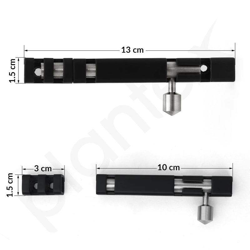 Plantex Stainless Steel Tower Bolt/Tower Bolt for Home,Offices Doors & Windows/4 Inch Tower Bolt for Main Door/Door Latch/Kundi/Chitakini/Door Latch for Windows - Pack of 1 (Black)-2