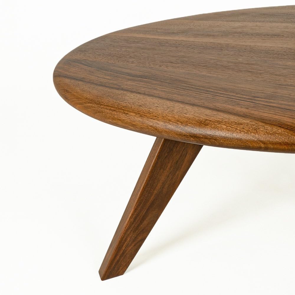 Round Sheesham Wood Coffee Table for Living Room | Solid Wood Center Table with Modern Tapered Legs | Natural W