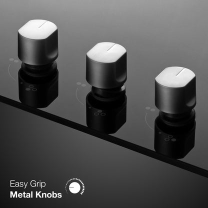 KAFF HBR 603 Built-in Hob/Hobtop 3 Burners, Auto Electric Ignition Glass Top, 60 CM, Powerful Brass Burners, 8 MM Thick Toughened Glass, Enamelled Matt Grills (Black)