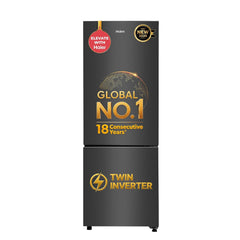 Haier 237 L 2 Star Frost Free Twin Inverter Double Door Bottom Mount Refrigerator with Extra Spacious 2X Veg Box (HEB-242EGBA-P, GE Black, 2026 Model)-1