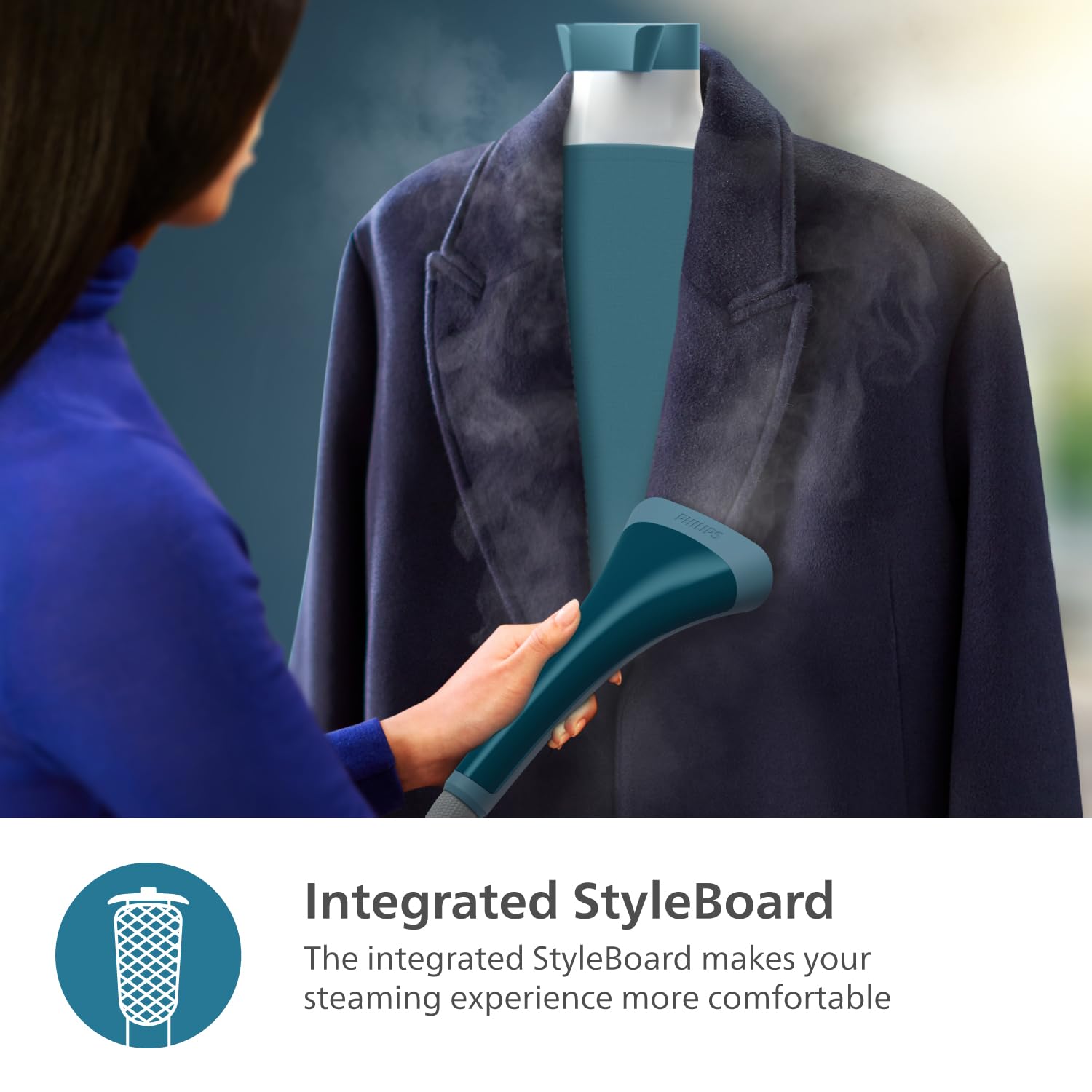 PHILIPS Standing Garment Steamer STE1040/20-1800 Watts, 1.8 LTR Water Tank, Refresh All Fabrics with upto 36 gm Steam Output with Styling Board- No Burns Guaranteed from World's No.1 Ironing Brand