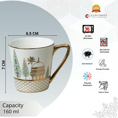 Clay Craft Fine Ceramic Rock Coffee Mug Set of 6-160 Ml Each, Mugs for Coffee, Cups Set, Ideal for Gifting, Perfect for Home & Office, Elegant Ceramic Tea Cup Set (E609)