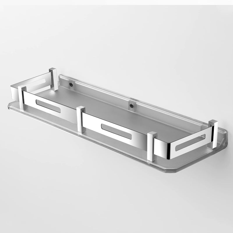 Plantex Unbreakable Plastic Bathroom Shelf for Wall/Kitchen Wall Shelf with Stainless Steel Railing/Living Room Multipurpose Wall Mounted Shelf (Transparent)-4