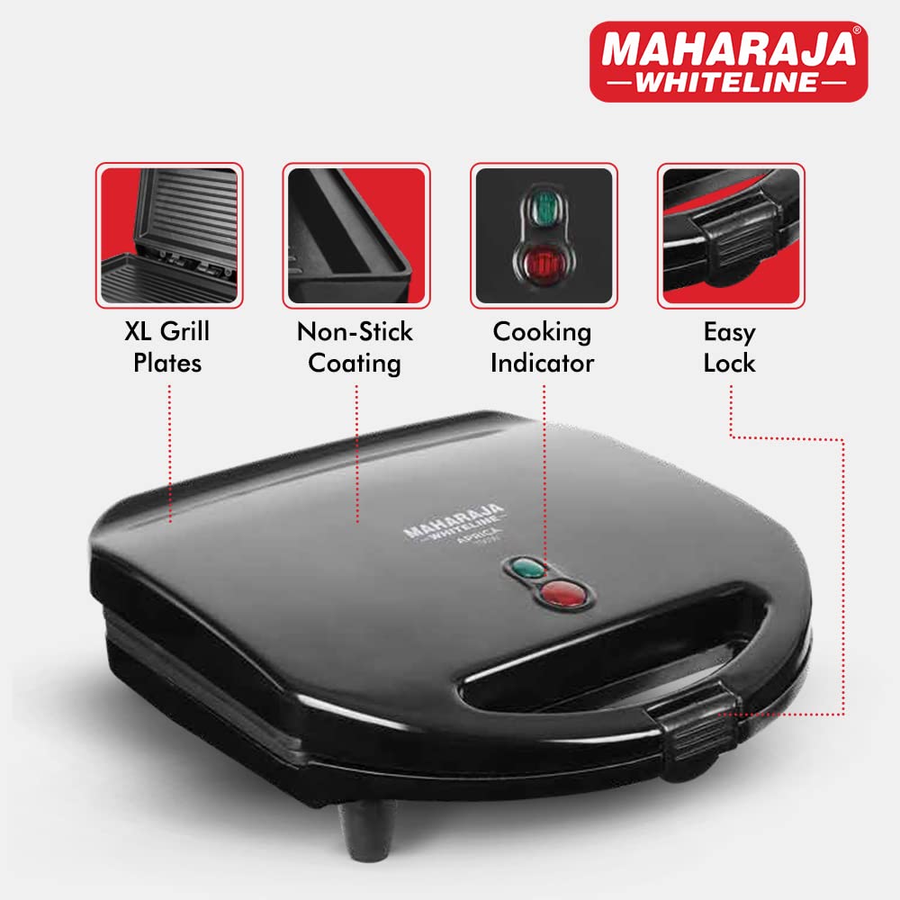 Maharaja Whiteline Aprica Grill Sandwich Maker - SM-205 (Black)