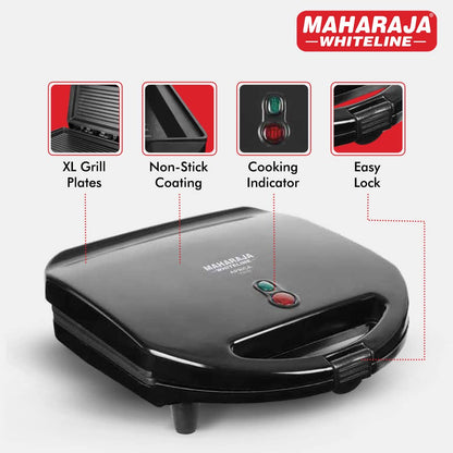 Maharaja Whiteline Aprica Grill Sandwich Maker - SM-205 (Black)