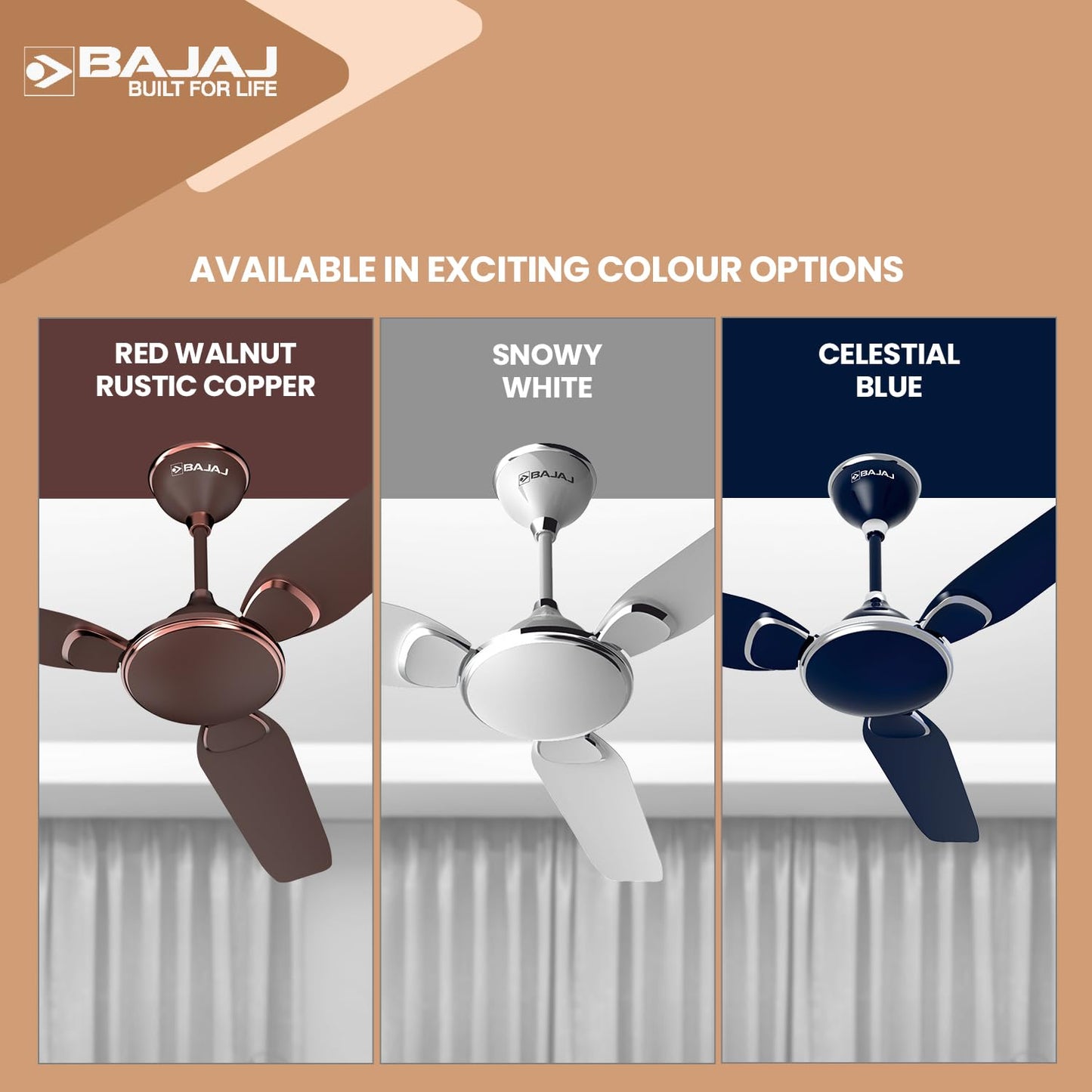 BAJAJ Trendy EE 1200 Mm Ceiling Fan | Energy Efficient With BEE 1-Star Rated | 2 Years Warranty【Snowy White 】