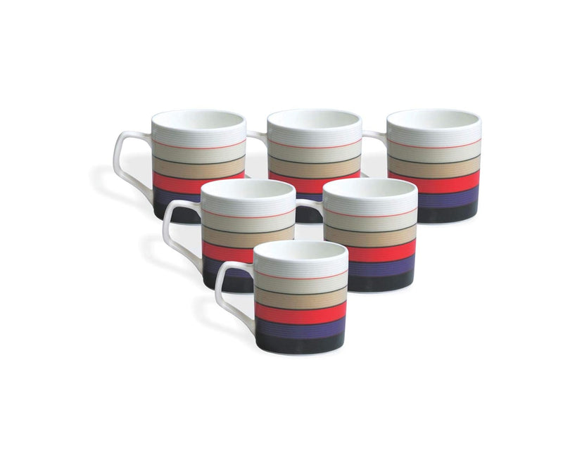 Clay Craft - Happiness is Ceramic Coffee Mugs Alton, Set of 4, 240ml Director Hilton 389 Bone China Coffee Mug Set,Set of 6, Multicolour -(Size:220ml/6.6cm)- (CM-Director-Hilton-389)