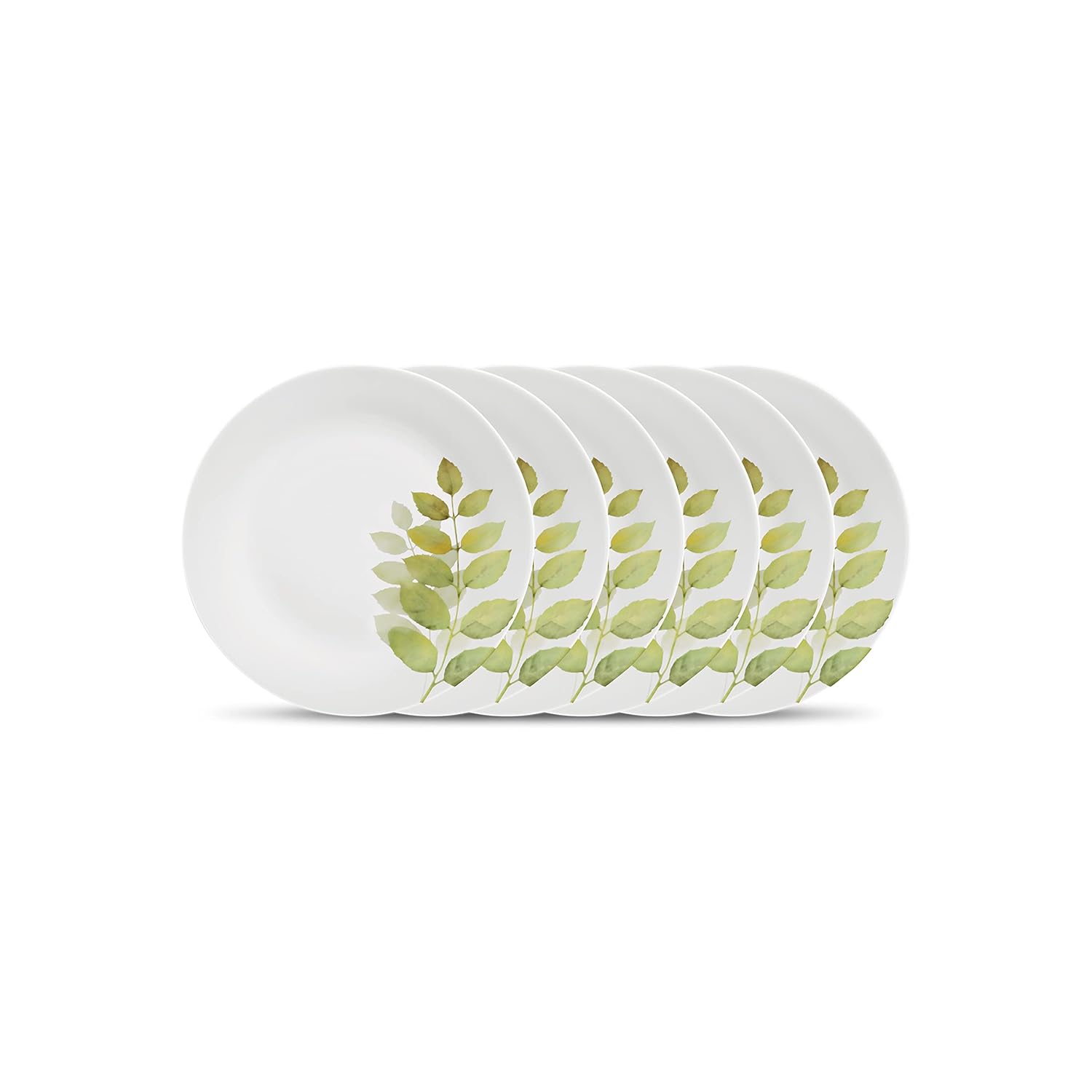 La Opala Diva Ivory Collection Opal Glass Crockery | Quarter Plate Set of 6 | Autumn Shadow Design | Side Plate for snacking & gifting | Microwave Safe | 100% Vegetarian | Extra Strong | Light & White