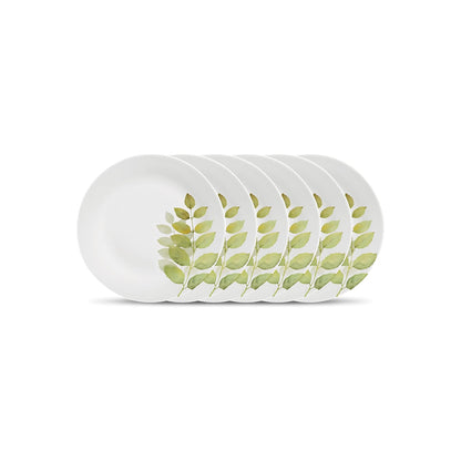 La Opala Diva Ivory Collection Opal Glass Crockery | Quarter Plate Set of 6 | Autumn Shadow Design | Side Plate for snacking & gifting | Microwave Safe | 100% Vegetarian | Extra Strong | Light & White