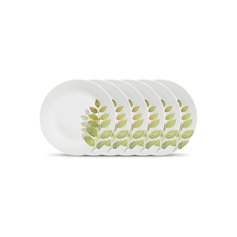 La Opala Diva Ivory Collection Opal Glass Crockery | Quarter Plate Set of 6 | Grace Red Design | Side Plate for Snacking & Gifting | Microwave Safe | 100% Vegetarian | Extra Strong | Light & White