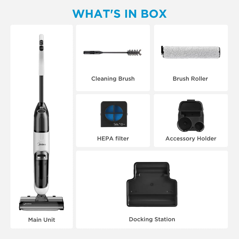 Midea X6 Wet-Dry Cordless Vacuum Cleaner | Self Traction Design | Two Tank System | Self-Cleaning & 3 Modes | with Docket Station