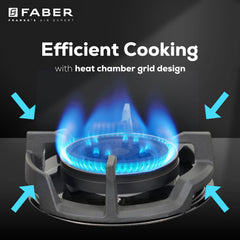 Faber 75Cm 4 Burner Hob|Auto Ignition|Built-In Or Hobtop|Flame Failure Device|Cast Iron Pan Support|Glass Finish|Metal K