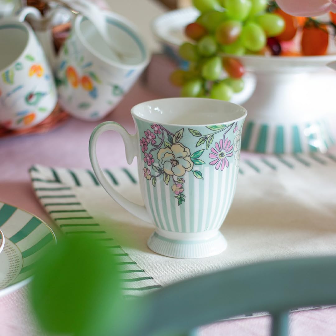 Magique by The Wishing Chair x ClayCraft : Trellis Happy Days Ceramic Coffee Mug – 300 ml | Handcrafted Floral Cup | Elegant Lightweight Coffee Mug | Microwave & Dishwasher Safe | Tea Mug