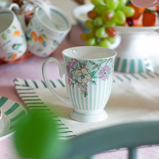 Magique by The Wishing Chair x ClayCraft : Trellis Happy Days Ceramic Coffee Mug – 300 ml | Handcrafted Floral Cup | Elegant Lightweight Coffee Mug | Microwave & Dishwasher Safe | Tea Mug