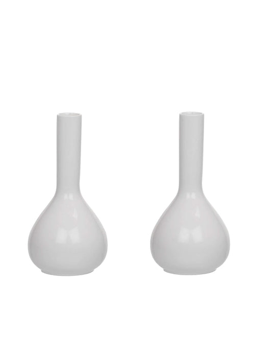 Clay Craft Basics Budvase High White Textured Ceramic Vase. Ideal Gift for Weddings, Party, Home, Spa (Set of 2)