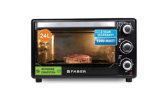 Faber 60L 2200W OTG | Bake, Toast, Roast, Grill | 4 Heating Functions, Upper & Lower Heating, Rottisserie, 360° Convection| Indicator Light, Auto Shut-Off, Ready Bell | Removable Crumb Tray | (Black)