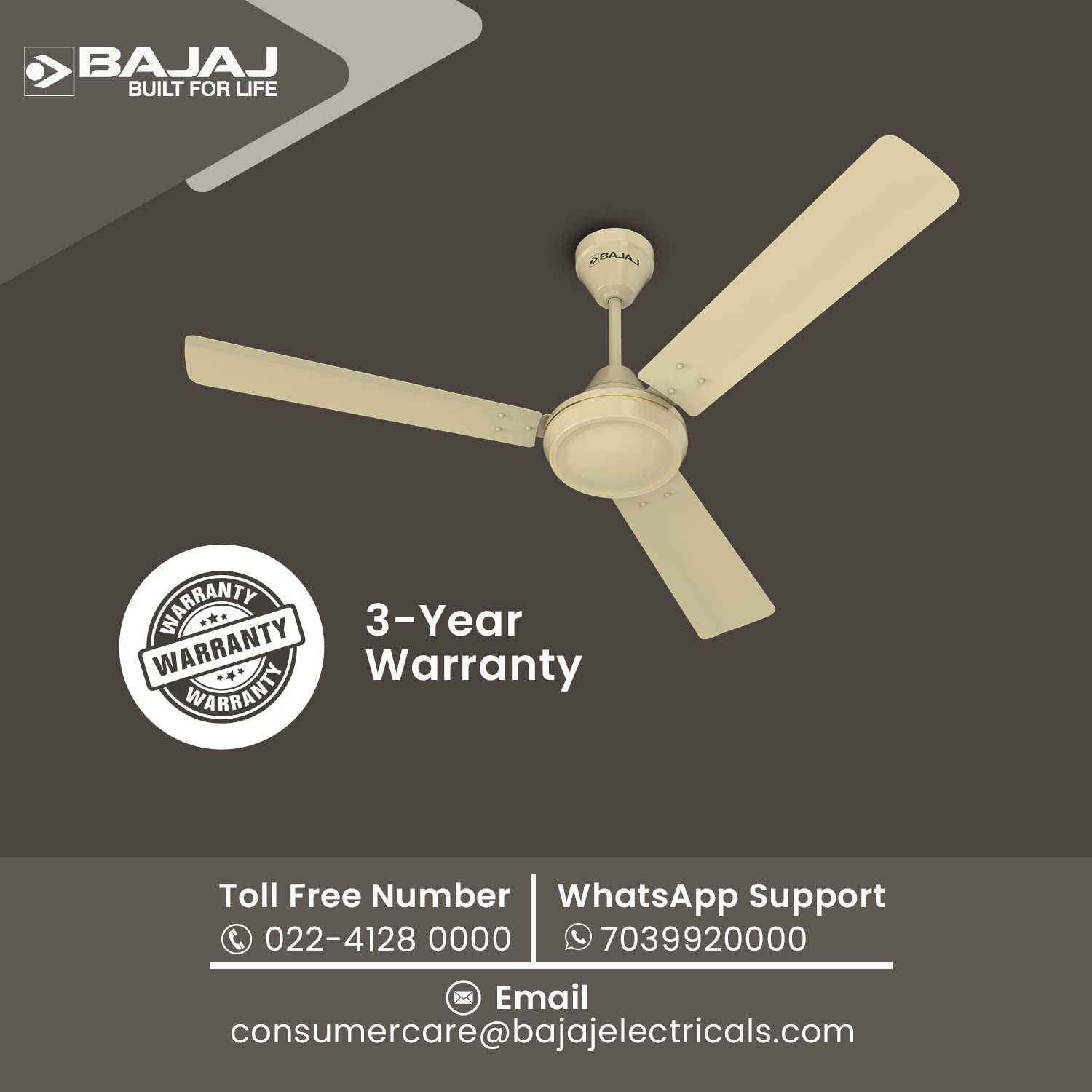 Bajaj Robusta 12S1 1200MM 1 Star Rated Ceiling Fans For Home | BEE Stars Rated Energy Efficient Ceiling Fan | Surgeprotekt Motor | 2 Years Warranty 【Base Ivory】