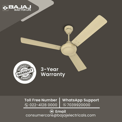 Bajaj Robusta 12S1 1200MM 1 Star Rated Ceiling Fans For Home | BEE Stars Rated Energy Efficient Ceiling Fan | Surgeprotekt Motor | 2 Years Warranty 【Base Ivory】