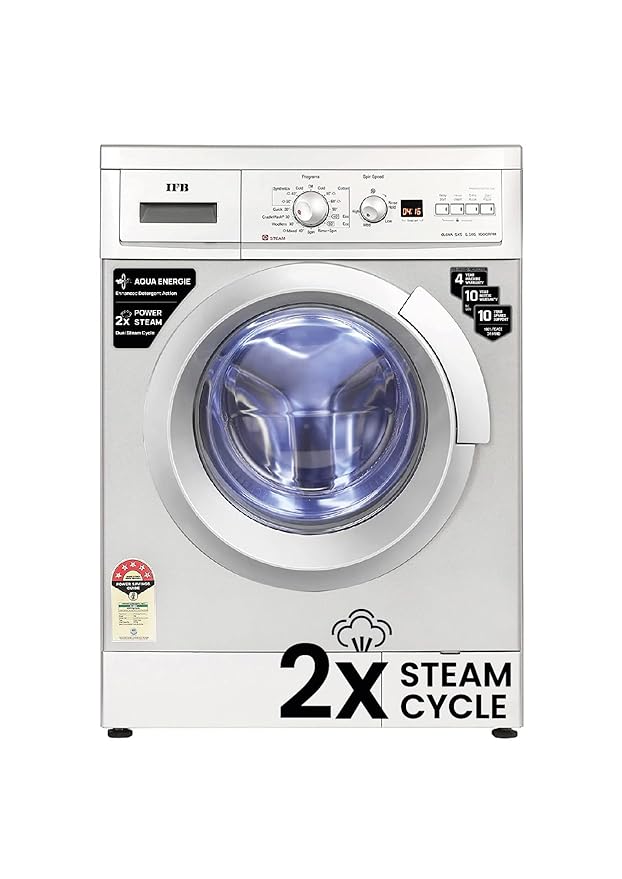 IFB 6.5 Kg 5 Star Fully Automatic Front Load Washing Machine 2X Power Steam (ELENA SXS 6510, Silver, In-built Heater, 4 years Comprehensive Warranty)