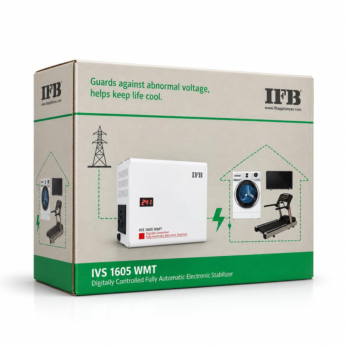IFB IVS 1605 WMT Voltage Stabilizer 160–290V, 15A Voltage Stabilizer for Washing Machine Treadmill Microwave Air Conditi