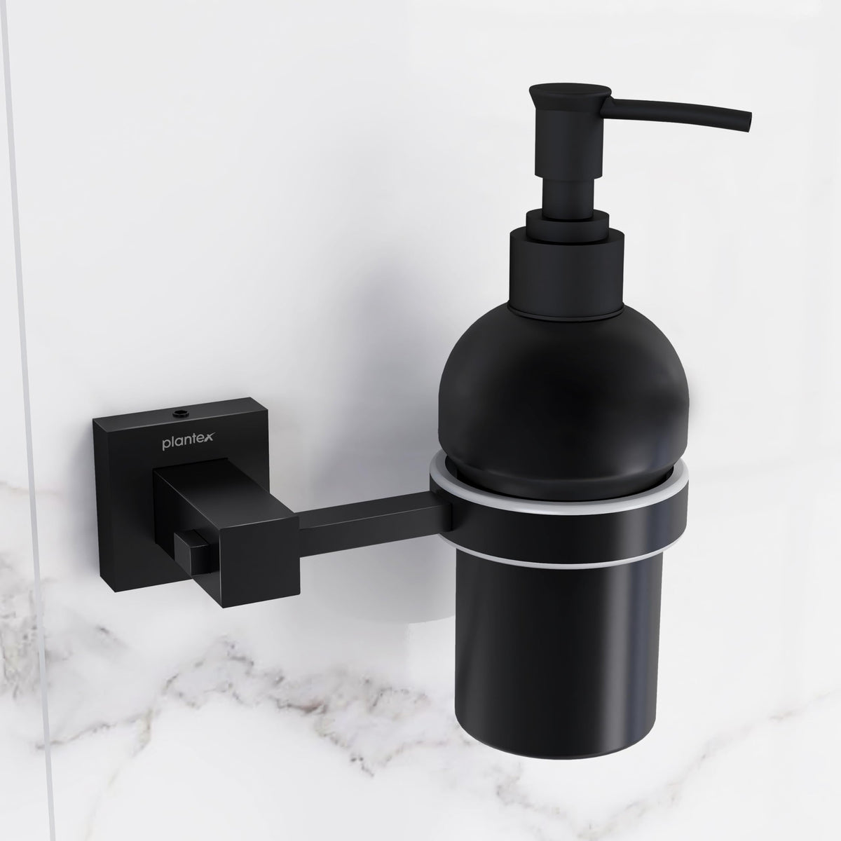 Plantex 304 Grade Stainless Steel Hand Wash Holder for Wash Basin Liquid Soap Dispenser/Bathroom Accessories - Splash (Black)-1