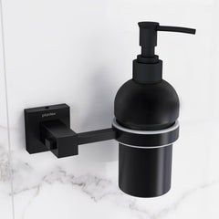 Plantex 304 Grade Stainless Steel Hand Wash Holder for Wash Basin Liquid Soap Dispenser/Bathroom Accessories - Splash (Black)-1