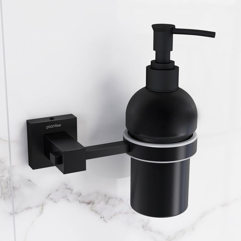 Plantex 304 Grade Stainless Steel Hand Wash Holder for Wash Basin Liquid Soap Dispenser/Bathroom Accessories - Splash (Black)-1