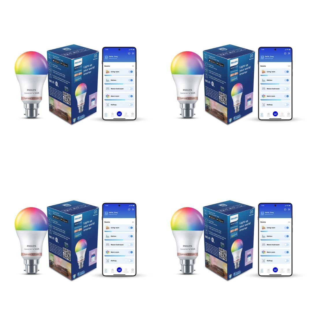 PHILIPS WiZ Neo 12W B22 Wi-Fi & Bluetooth LED Smart Bulb with Music Sync, Compatible with Amazon Alexa & Google Assistant, 16 Million Colours & Motion Sensing Technology | Pack of 1
