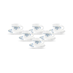 La Opala Diva, Opal Glass Crockery | Cup & Saucer Tulip Regular, Set of 12 | Autumn Shadow, 160 ml | for Tea & Coffee | Microwave Safe | 100% Vegetarian | Extra Strong | Super Light | Super White