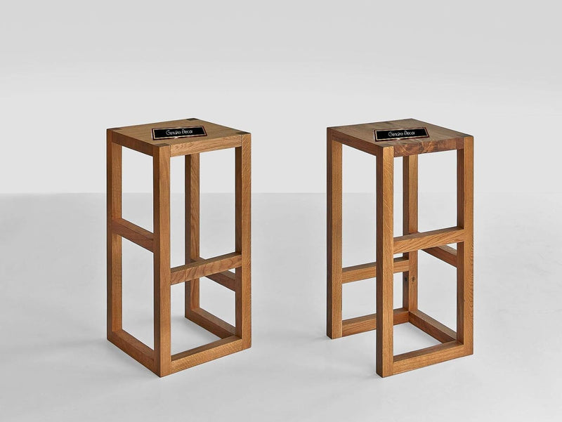 Saddle-Seat Kitchen Counter Stool Set of 2, Sheesham Wood, Rustic Farmhouse Design with Sturdy Footrest, Bar St