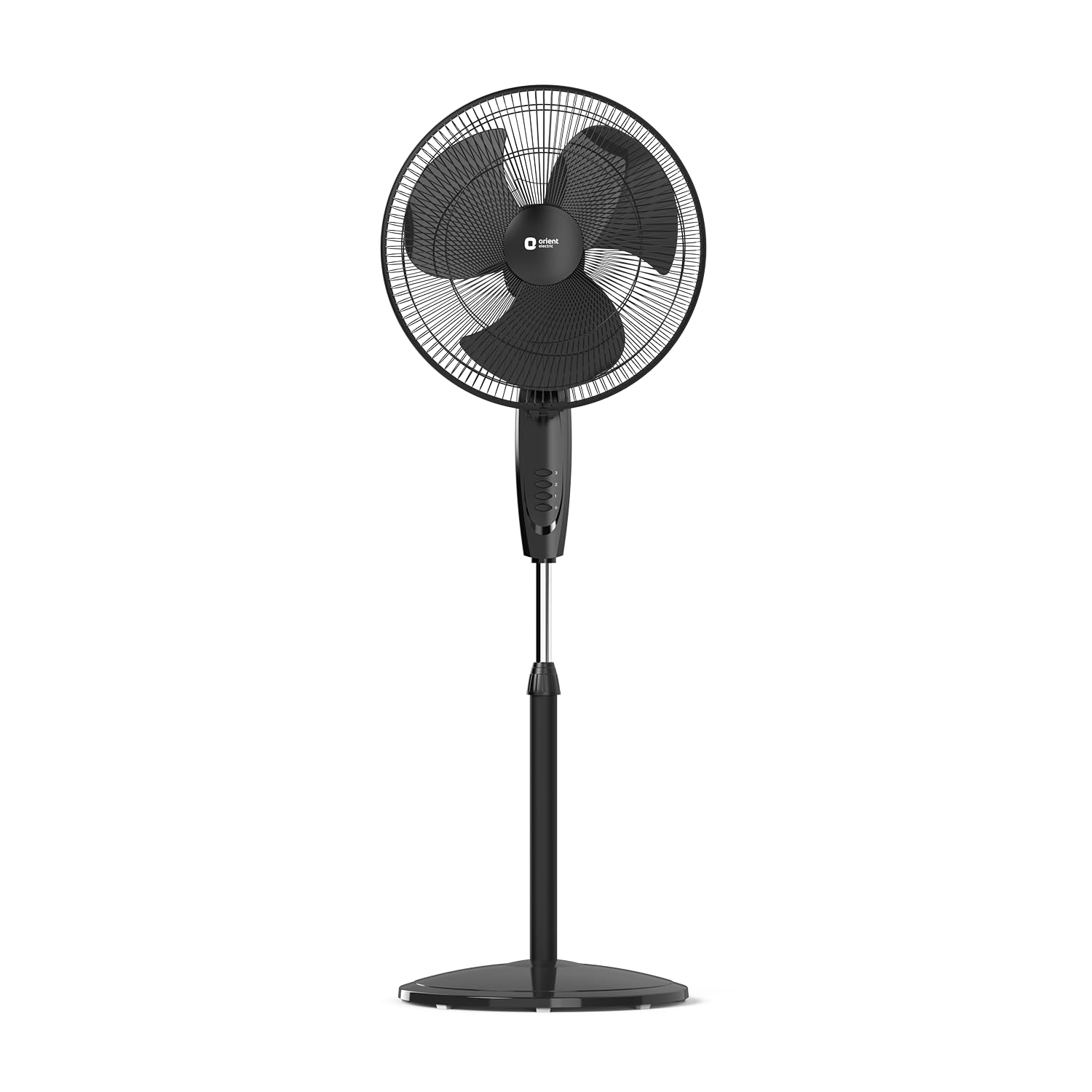 Orient Electric Stand 87 Pedestal Fan | High Speed 2100 RPM 95 CMM | 100% Copper Motor | 90 Degree Oscillation and Tilt | Adjustable Height | 3 Speed | Military Grade Guard| White