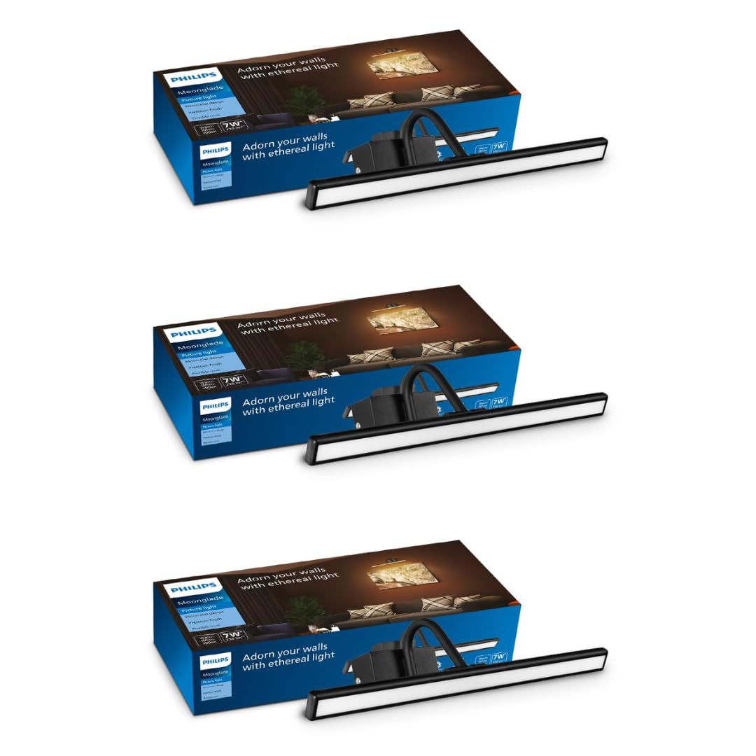 Philips 7-Watts Moonglade Black Picture Light (Pack of 3)