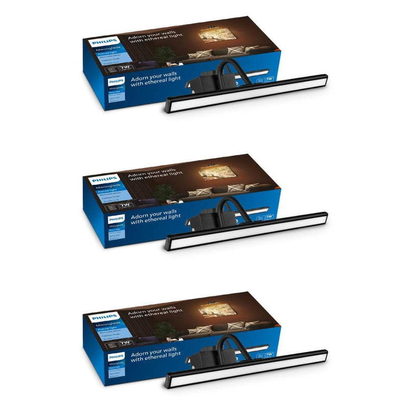 Philips 7-Watts Moonglade Black Picture Light (Pack of 3)
